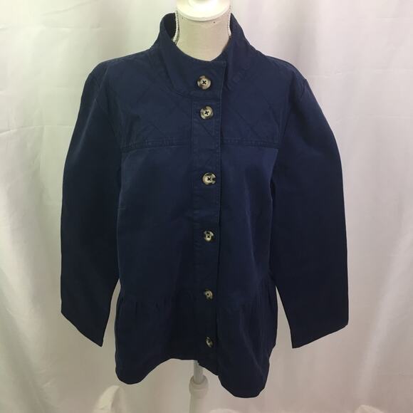 Denim & Co Twill Peplum Waist Jacket Navy XS - Picture 3 of 15